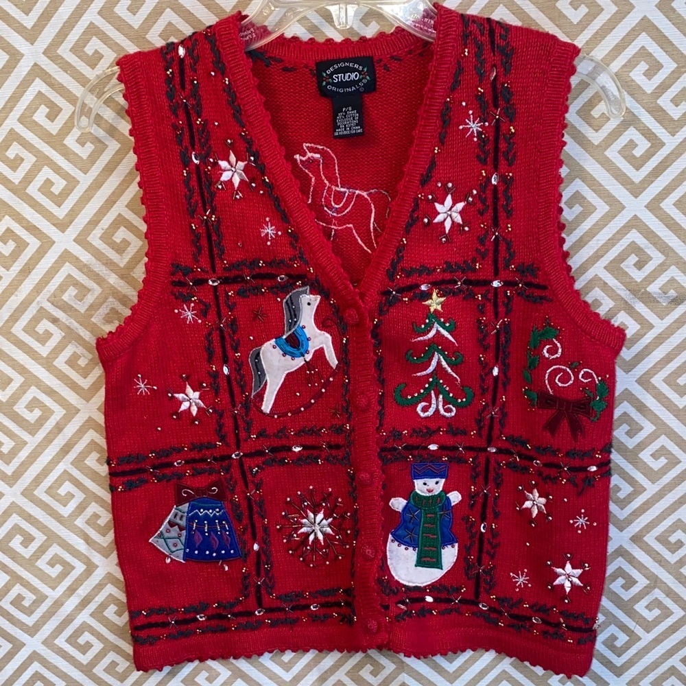 Vintage Studio Festive Red Sweater Vest